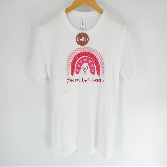 Bella Canvas | Women’s “Sweet But Psycho” Rainbow T-Shirt, White, L, NWT